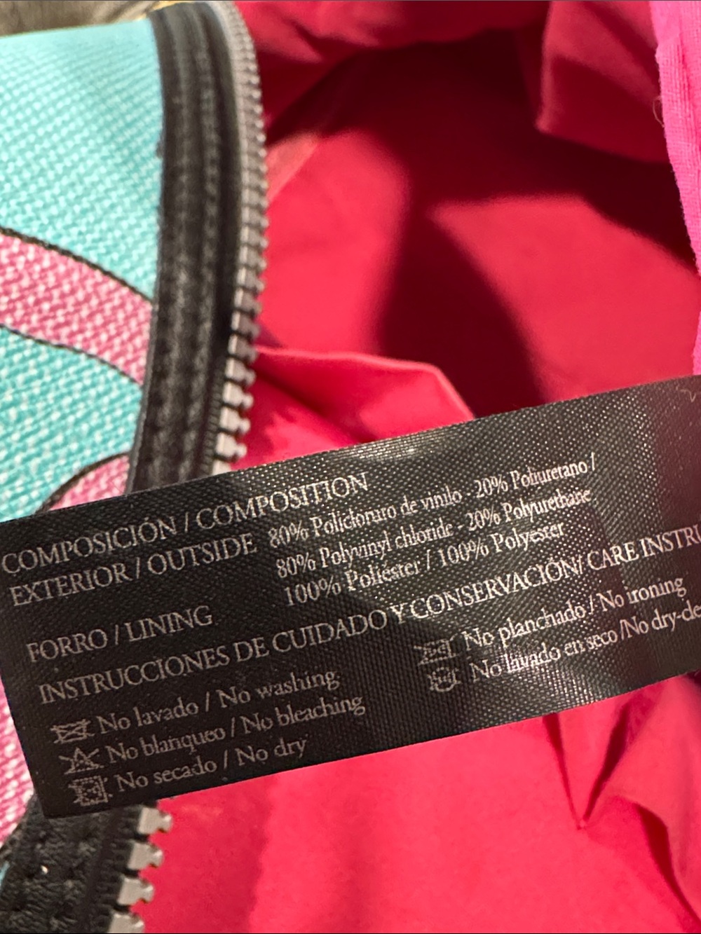 TOUS Bag Celeste Aqua Blue & Pink Patterned Satchel Bag - Picture 11 of 17